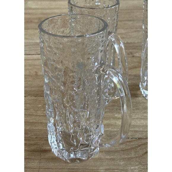 Mikasa Frostfire Rippled Textured Clear Crystal Glass Tall Mugs - Set of 4 - Picture 3 of 4